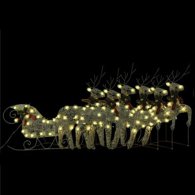 vidaXL Rentier mit Schlitten Weihnachtsdekoration 140 LEDs Golden