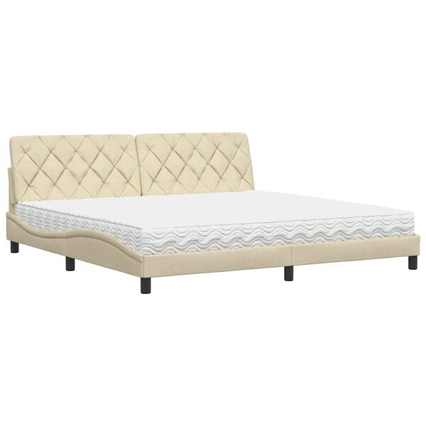 vidaXL Bett mit Matratze Creme 200x200 cm Stoff
