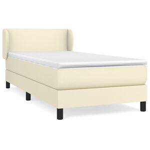 vidaXL Boxspringbett mit Matratze Creme 100x200 cm Kunstleder