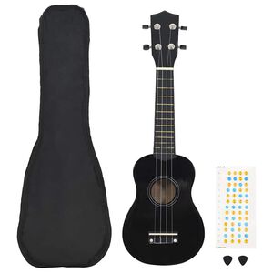 vidaXL Sopran-Ukulele-Set mit Tasche f&uuml;r Kinder Schwarz 21