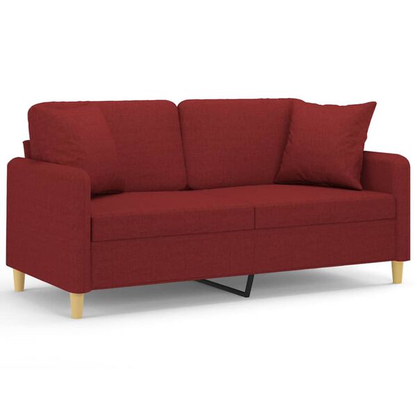 vidaXL 2-Sitzer-Sofa mit Kissen Weinrot 140 cm Stoff