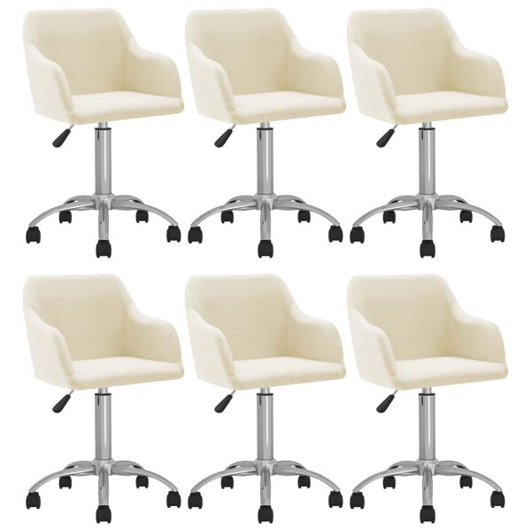 vidaXL Esszimmerst&uuml;hle 6 Stk. Drehbar Creme Stoff