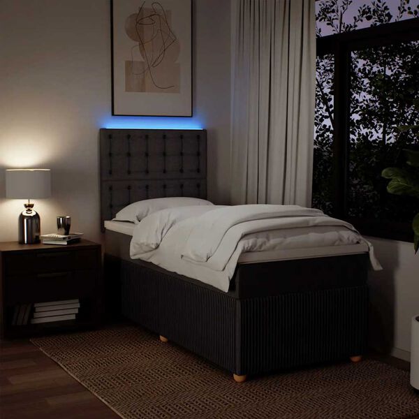 vidaXL Boxspringbett mit Matratze Dunkelbraun 80x200 cm Stoff