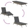 vidaXL Sonnenliegen 2 Stk. mit Tisch Grau Poly Rattan