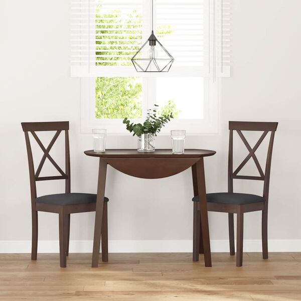 vidaXL Esszimmerstühle mit Kissen 2 Stk. Braun Massivholz Gummibaum