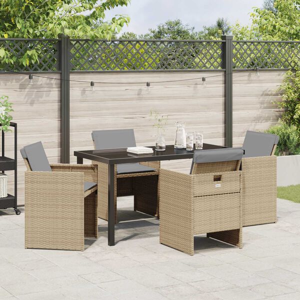 vidaXL Garten Essgruppe 5 pcs Beige Poly-Rattan