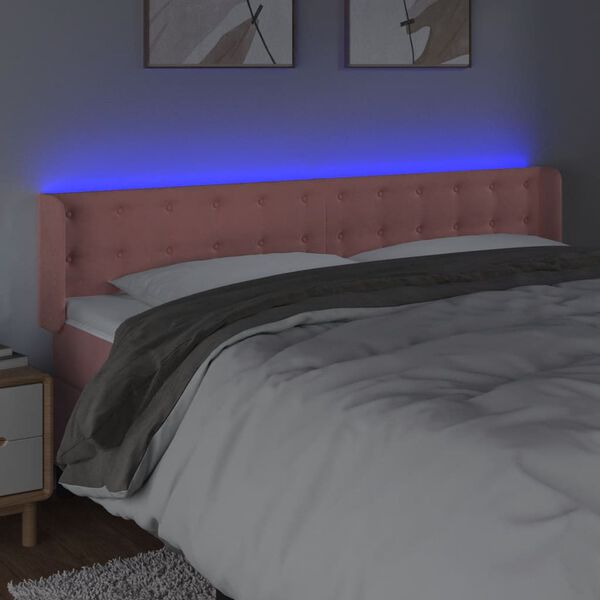 vidaXL LED Kopfteil Rosa 183x16x78/88 cm Samt
