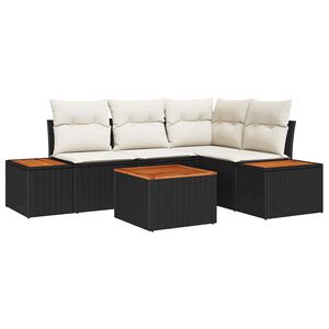 vidaXL Gartensofa-set mit Kissen 5 pcs Schwarz Poly-Rattan