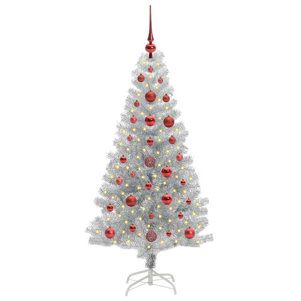 vidaXL Weihnachtsbaum mit 150 LEDs mit St&auml;nder Silber 120 cm PET