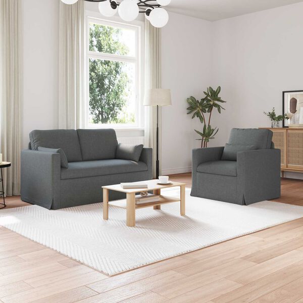 vidaXL Sofa 2 pcs Dunkelgrau