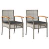 vidaXL Gartenst&uuml;hle mit Kissen 2 Stk. Grau Poly Rattan Akazienholz