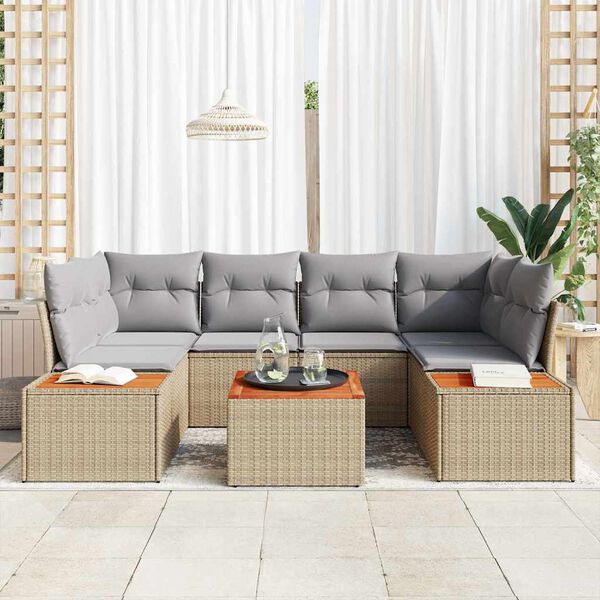 vidaXL Gartensofa-set mit Kissen 6 pcs Beige Poly Rattan