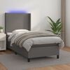 vidaXL Boxspringbett mit Matratze & LED Grau 80x200 cm Kunstleder