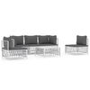 vidaXL 6-tlg. Garten-Lounge-Set mit Kissen Wei&szlig; Stahl