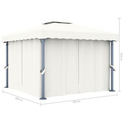 vidaXL Pavillon mit Vorhang 3x3 m Cremeweiß Aluminium