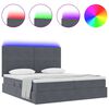 vidaXL Bett mit LED-Lichtleisten Dunkelgrau 200 x 200 cm Samt