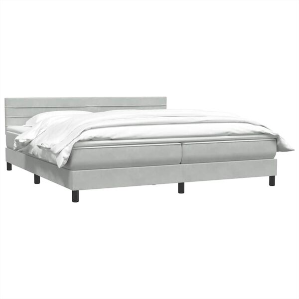 vidaXL Boxspringbett mit Matratze Hellgrau 180x220 cm Samt