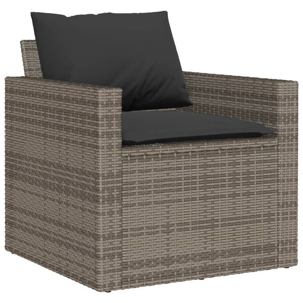 vidaXL 6-tlg. Garten-Sofagarnitur mit Kissen Grau Poly Rattan