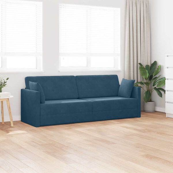 vidaXL Boden-Sofa-Bett 200cm Blau Samt