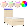 vidaXL Boxspringbett mit Matratze & LED Creme 90x200 cm Stoff
