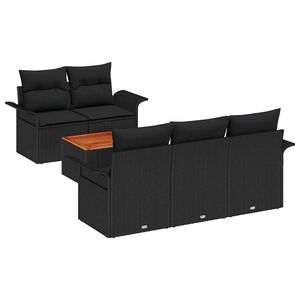 vidaXL Gartensofa-set mit Speicher 6 pcs Schwarz Poly-Rattan