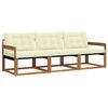 vidaXL Outdoor-Sofagarnitur mit Kissen 3 pcs Natur und Creme