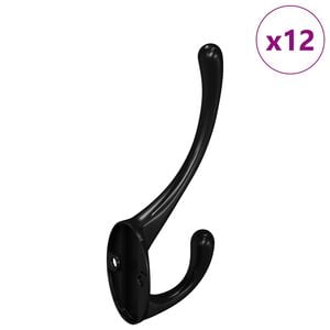 vidaXL Kleiderhaken 12 pcs Schwarz 102 x 29 x 47mm Zinklegierung
