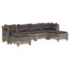 vidaXL 6-tlg. Garten-Sofagarnitur mit Kissen Grau Poly Rattan
