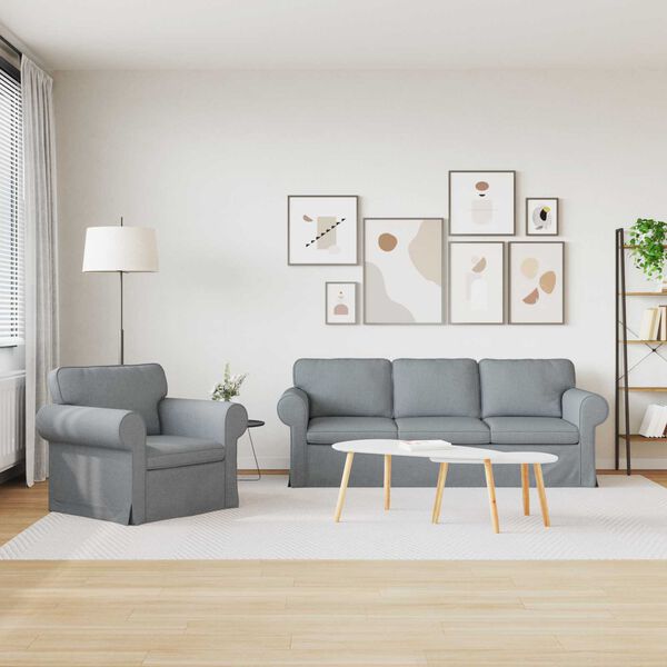 vidaXL Sofa 180cm 2 pcs Hellgrau Metall