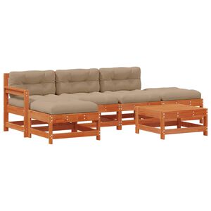 vidaXL Garten-Lounge-Set 6 pcs Wachsbraun Massives Kiefernholz