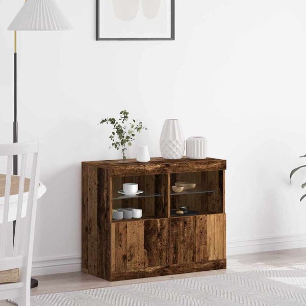 vidaXL LED-Sideboard Braun 81 x 37 x 66,5 cm Holzwerkstoff