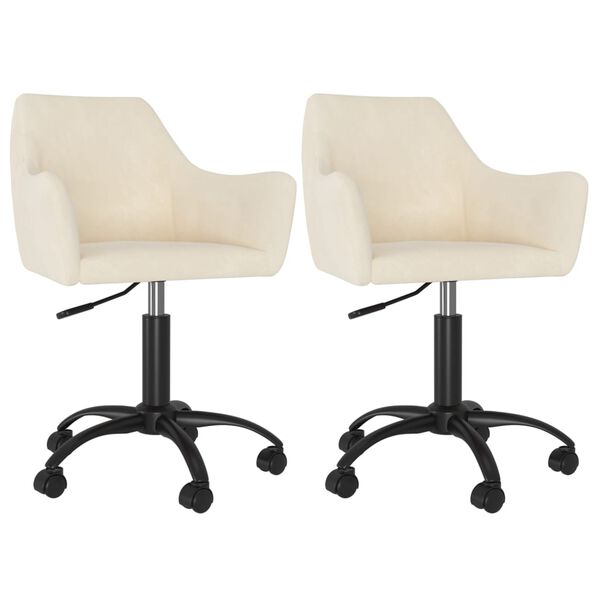 vidaXL Esszimmerst&uuml;hle 2 Stk. Drehbar Creme Samt