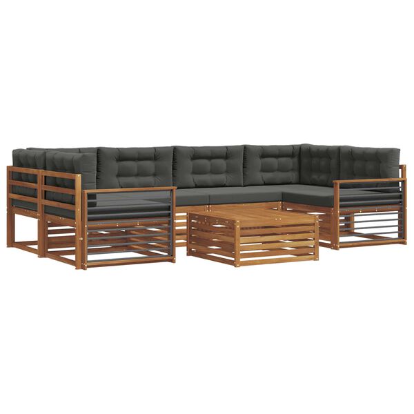 vidaXL Outdoor-Sofagarnitur mit Kissen 8 pcs Natur und Anthrazit