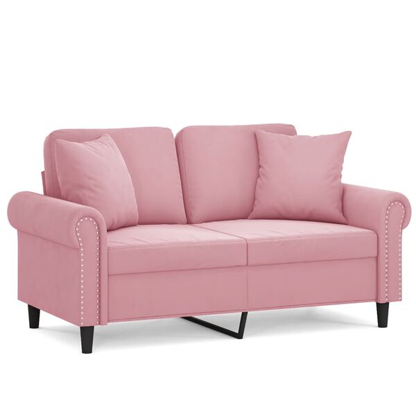 vidaXL 2-Sitzer-Sofa mit Zierkissen Rosa 120 cm Samt