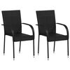 vidaXL Stapelbare Gartenst&uuml;hle 2 Stk. Poly Rattan Schwarz