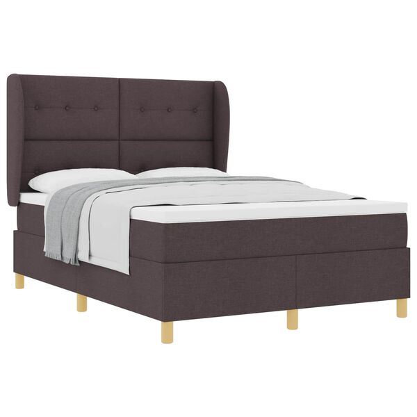 vidaXL Boxspringbett mit Matratze Dunkelgrau 90x190 cm Dunkelbraun