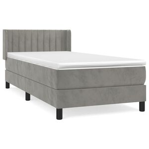vidaXL Boxspringbett mit Matratze Hellgrau 80x200 cm Samt