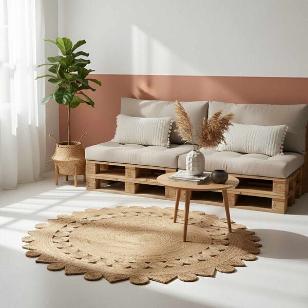 vidaXL Bereichsteppiche Rechtwinklig Braun &Oslash; 210 cm Jute