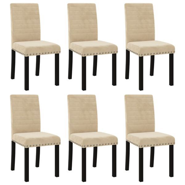 vidaXL Esszimmerst&uuml;hle 6 Stk. Creme Samt