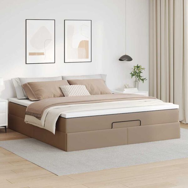 vidaXL Ottoman-Bett mit Matratze Cappuccino-Braun 160x200cm Kunstleder