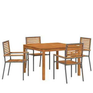 vidaXL Garten Essgruppe 5 stk. Grau Massivholz Akazie