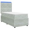 vidaXL LED Boxspringbett mit Matratze Hellgrau 90 x 190 cm Samt