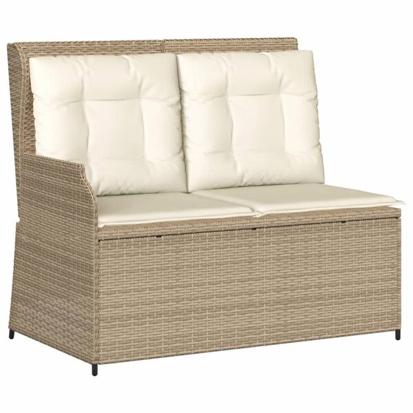 vidaXL 4-tlg. Garten-Lounge-Set mit Kissen Beige Poly Rattan