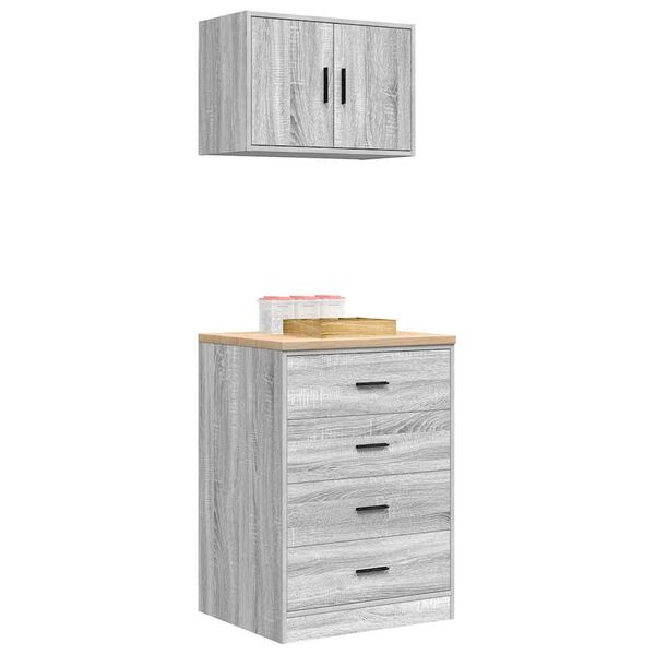 vidaXL Garagenschr&auml;nke 2 Stk. Grau Sonoma Holzwerkstoff