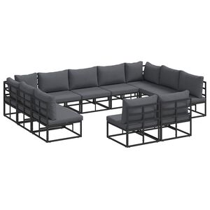 vidaXL Gartensofa-set mit Kissen 11 pcs Schwarz Aluminium