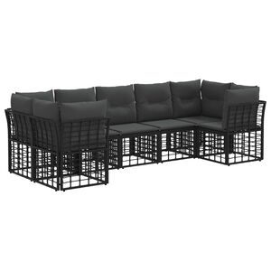 vidaXL Outdoor-Sofagarnitur 7 pcs Schwarz und Dunkelgrau Polyester