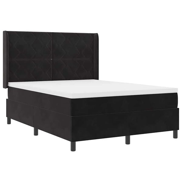vidaXL Boxspringbett mit Kopfteil Schwarz 140 x 190 cm Samt