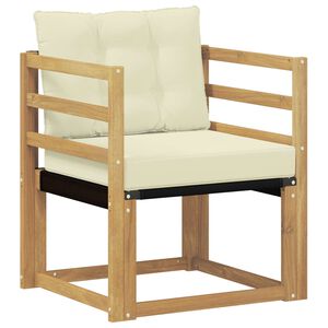 vidaXL Outdoor-Sofa Massives Akazienholz und Textilene Wei&szlig;