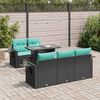 vidaXL 6-tlg. Garten-Sofagarnitur mit Kissen Schwarz Poly Rattan Akazie