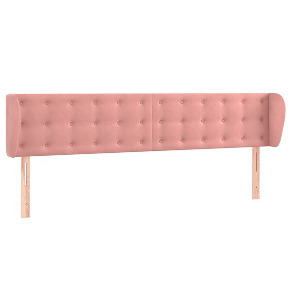 vidaXL Kopfteil mit Ohren Rosa 183x23x78/88 cm Samt